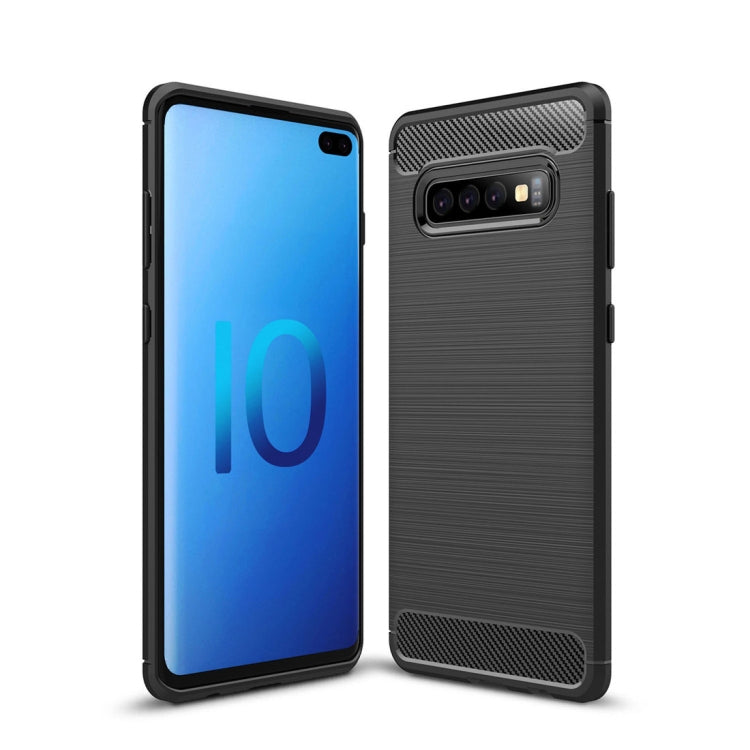 Brushed Texture Carbon Fiber TPU Case for Galaxy S10+, For Galaxy S10+ (Black), For Samsung Galaxy S10+, Galaxy S10+