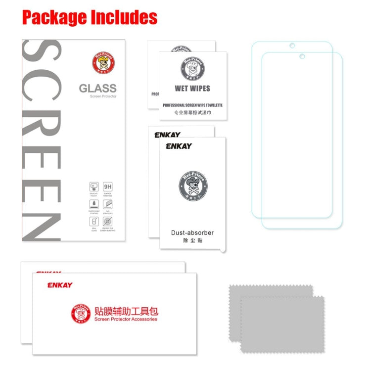 2 PCS ENKAY Hat-Prince 0.26mm 9H 2.5D Curved Full Screen Tempered Glass Film For Xiaomi Redmi Note 7